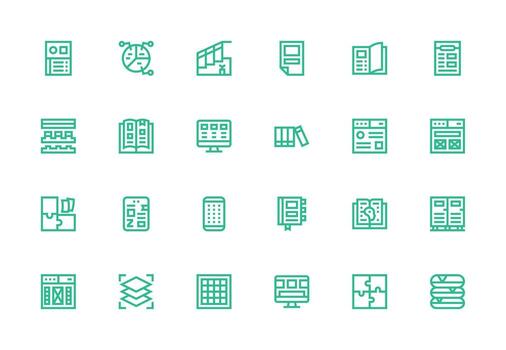 Sections Visual Pack containing 24 Thick Line Line Icons Simplified Icon Pack for Visual Tools vector