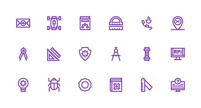18 técnico íconos en fuerte carrera línea estético sencillo íconos para interfaz y wireframes vector