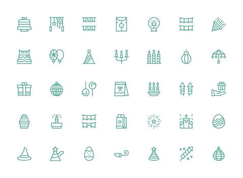 Regular Clean Line Icons from Festive Set with 35 Vectors Icon Set for Projects