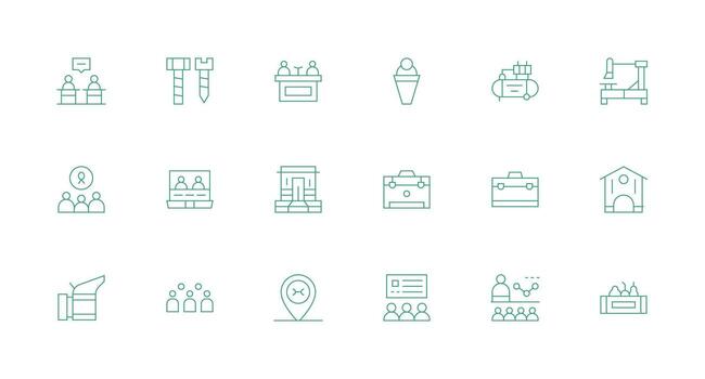 taller conjunto con 18 mínimo línea íconos básico icono serie vector