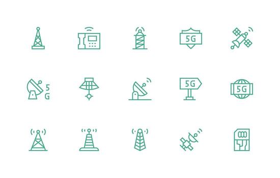 15 regular línea estilo íconos desde telecomunicación colección inteligente icono colección vector