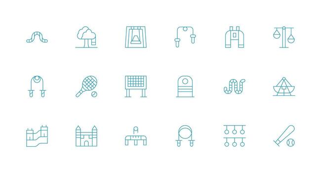 Minimal Line Style Playground Icons with 18 Vectors Display Icon Pack