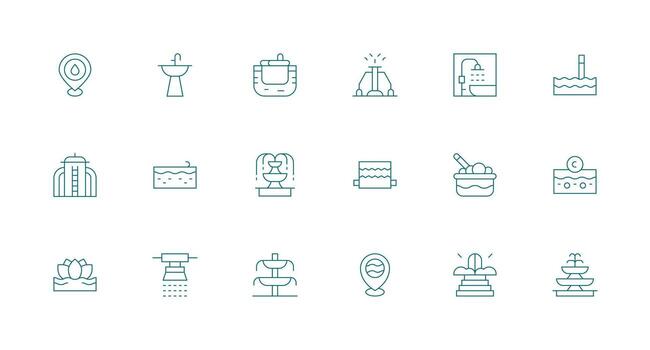 agua característica icono conjunto con 18 mínimo línea gráficos claro y conciso icono conjunto colección vector