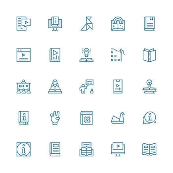 25 medio carrera contorno estilo íconos desde tutorial colección agudo íconos para presentaciones vector