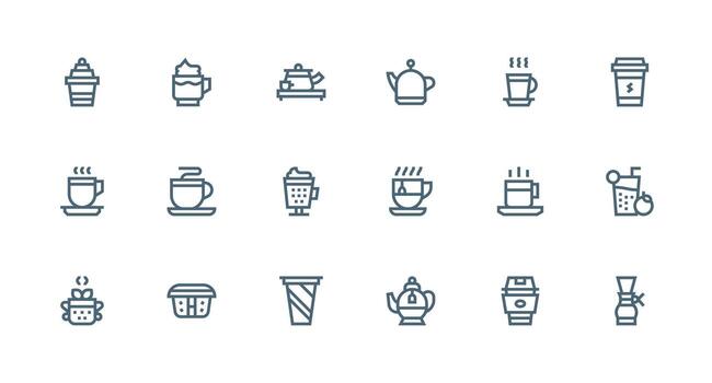 Strong Stroke Line Style Hot Beverage Icons with 18 Vectors Clean Icon Set Icon Pack for UI Projects