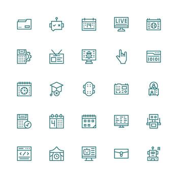 medio carrera contorno estilo programa íconos con 25 vectores neutral estilo íconos para ninguna proyecto