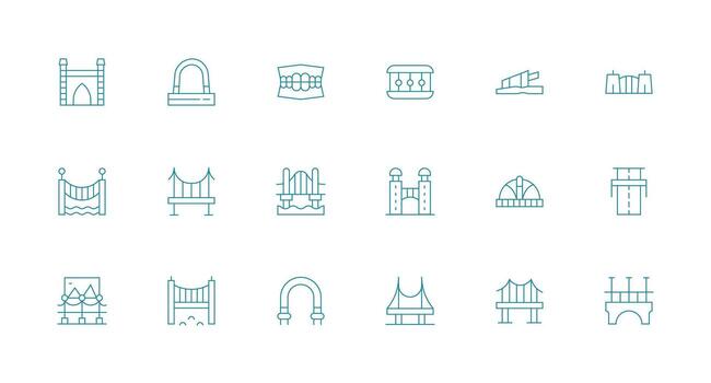 18 Minimal Line Icons for Bridge Graphics App Icon Pack vector