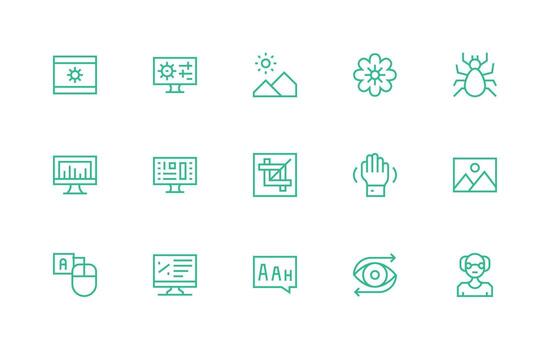 software conjunto con 15 regular línea íconos ligero icono serie para rápido prototipos vector