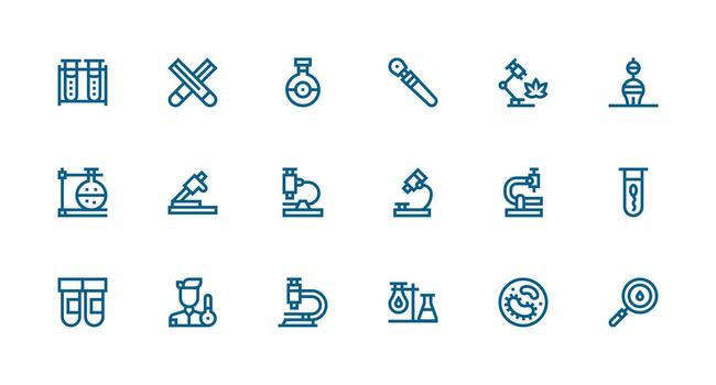 Microscope featuring 18 Icons in Strong Stroke Line Design Reliable Icons for All Interfaces vector