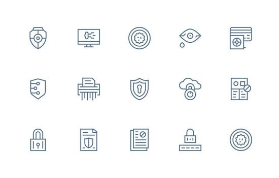 15 Regular Line Style Icons from Information Security Collection Design Ready Icon Set for Teams vector