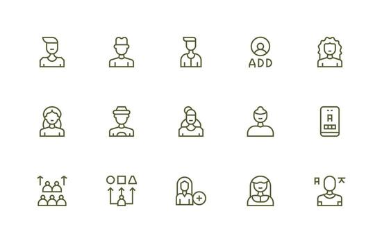 Signup including 15 Regular Line Illustrations UI-Ready Icon Collection vector