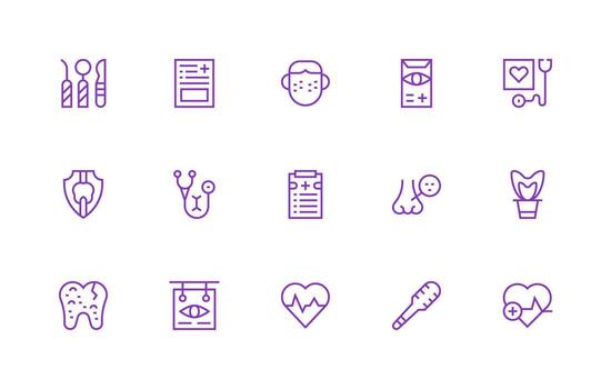 Checkup Icon Collection with 15 Regular Line Designs Versatile Icon Collection for Designers vector