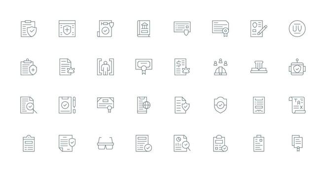 conformidad diseño íconos presentando 32 en Delgado línea estilo limpiar icono conjunto icono paquete para ui proyectos vector