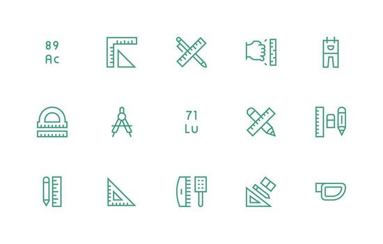 15 Regular Line Icons for Technical Drawing Graphics Fully Editable Icon Set for Web vector