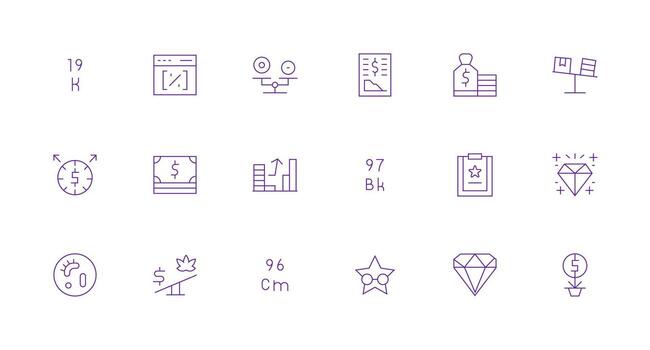 Value Design Icons featuring 18 in Minimal Line Style UI Icon Set vector