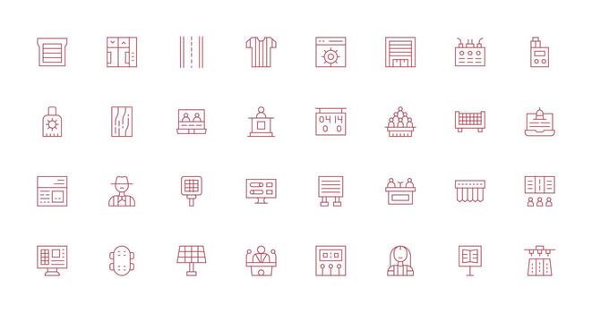 panel conjunto con 32 Delgado línea íconos multi-estilo íconos para creativo proyectos vector