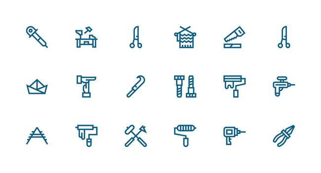 Diy including 18 Strong Stroke Line Illustrations Scalable Icons for Cross-Platform Interfaces vector