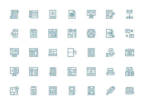 35 regular limpiar línea diseños para documento íconos sencillo íconos para interfaz y wireframes vector