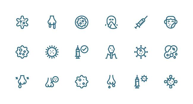 Flu Design Icons featuring 18 in Strong Stroke Line Style Icon Set for Projects vector