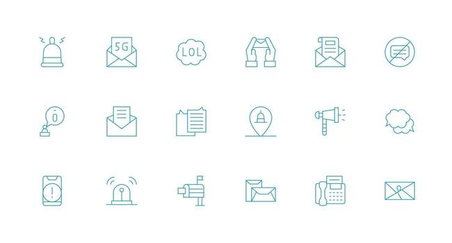 Message featuring 18 Icons in Minimal Line Design Creative Icon Set vector
