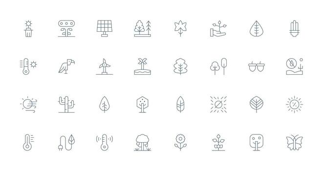 32 Thin Line Vectors for Environment Theme Basic Icon Series