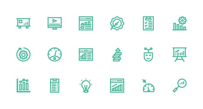 18 fuerte carrera línea íconos para Progreso bar gráficos usuario interfaz íconos para digital productos vector