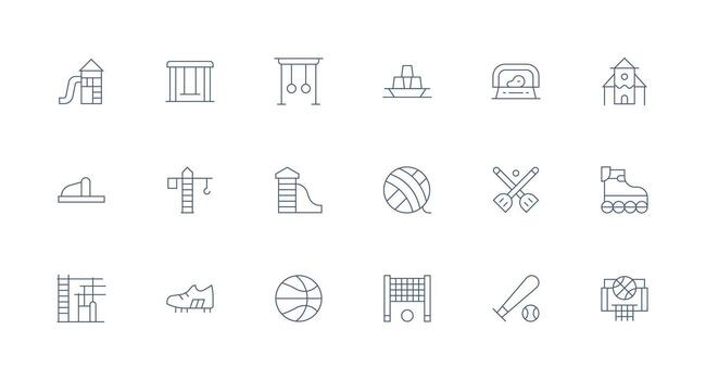 18 Playground Icons in Minimal Line Aesthetic Interface Icons for Daily Use vector