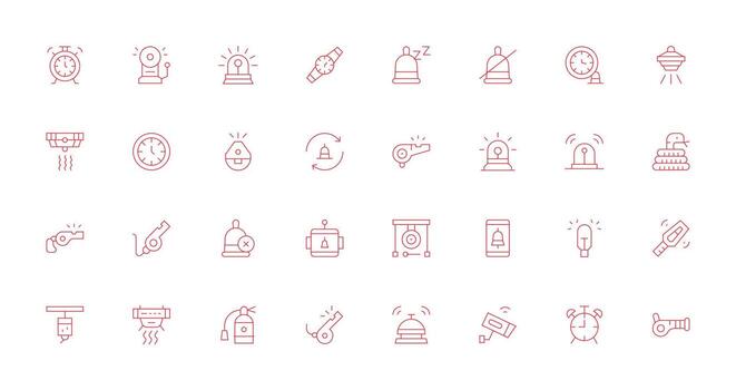 Alarm Icon Collection with 32 Thin Line Designs Multi-Purpose Icon Pack for Templates vector