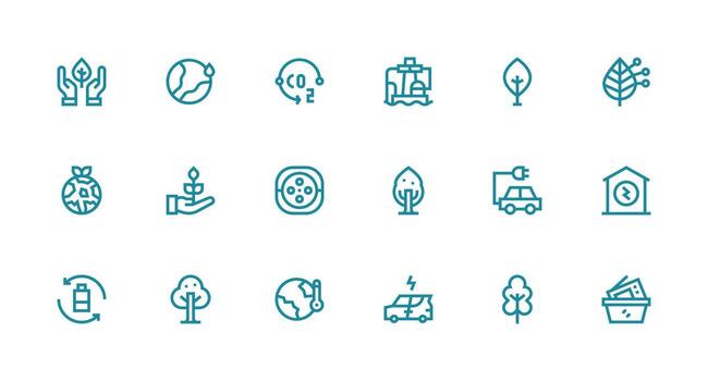 fuerte carrera línea íconos desde sustentabilidad conjunto con 18 vectores mínimo icono conjunto para interfaz proyectos