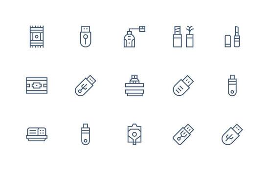 15 regular línea estilo íconos desde destello conducir colección optimizado icono paquete para digital productos vector