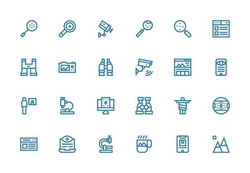 24 Thick Line Line Icons for View Graphics Neat Icon Set vector