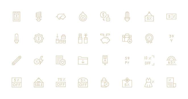 Saving featuring 32 Icons in Thin Line Design Reusable Icon Set vector