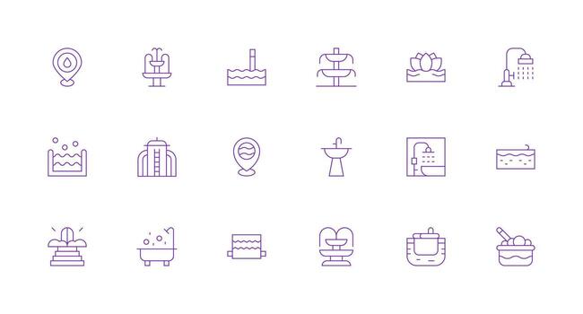 agua característica visual paquete conteniendo 18 mínimo línea íconos limpiar icono conjunto icono paquete para ui proyectos vector