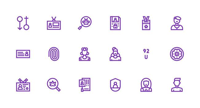 Identification Set with 18 Strong Stroke Line Icons Flexible Icon System for Web Interfaces vector