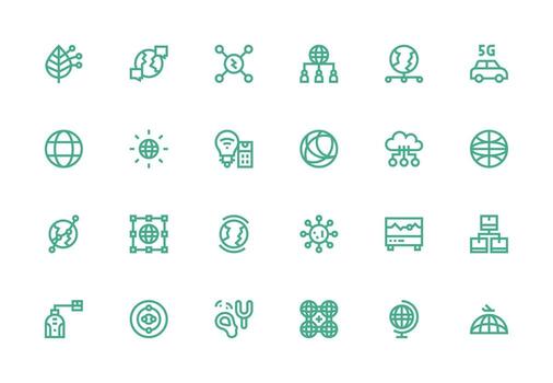 Connectivity Icon Set with 24 Thick Line Line Graphics Clean Icon Collection for Web Use vector