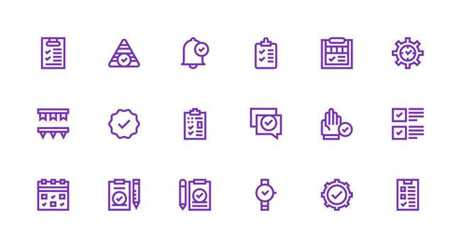 Strong Stroke Line Icons from Done Set with 18 Vectors Design Ready Icon Set for Teams