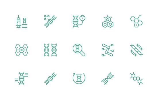 Molecular Visual Pack containing 15 Regular Line Icons Interface Icons for Daily Use vector