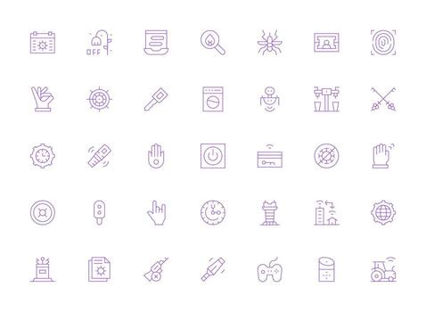 Control Design Icons featuring 35 in Light Line Style User Interface Icons for Digital Products vector