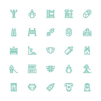 Toddler featuring 25 Icons in Medium Stroke Outline Design Core Icon Collection for Daily Tasks vector