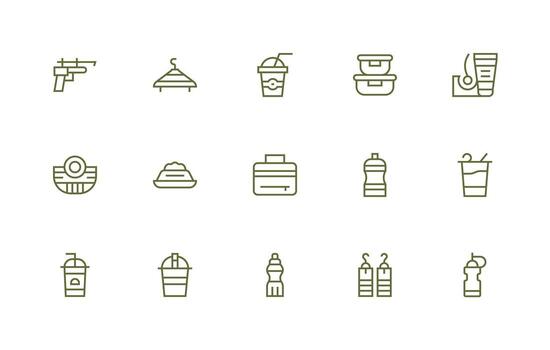 Plastic featuring 15 Icons in Regular Line Design All Device Compatible Icon Set vector