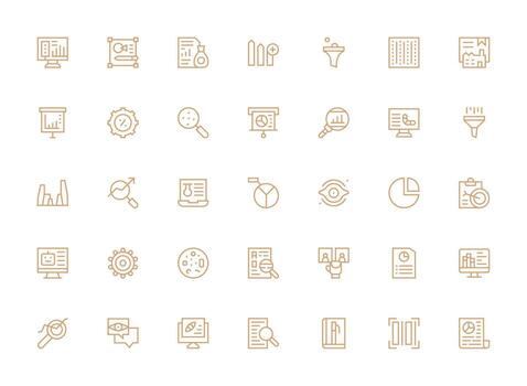 Data Analysis Visual Pack containing 35 Regular Clean Line Icons Full Icon Library for UI Designers vector