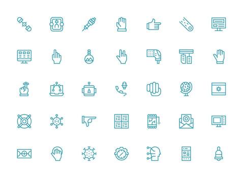 regular limpiar línea íconos desde interfaz conjunto con 35 vectores organizado paquete para proyecto bienes