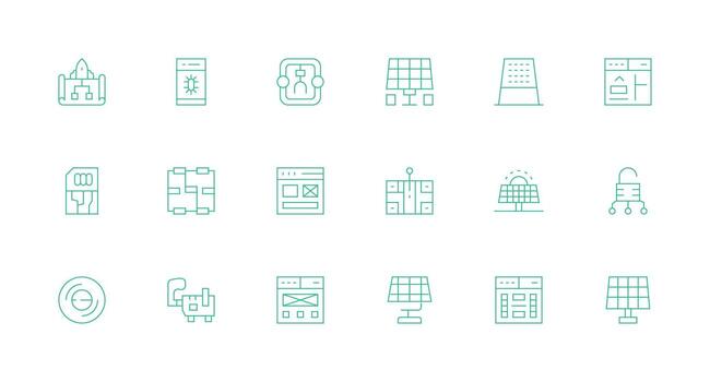 18 Icons for Module in Minimal Line Format Flexible Icon System for Web Interfaces vector