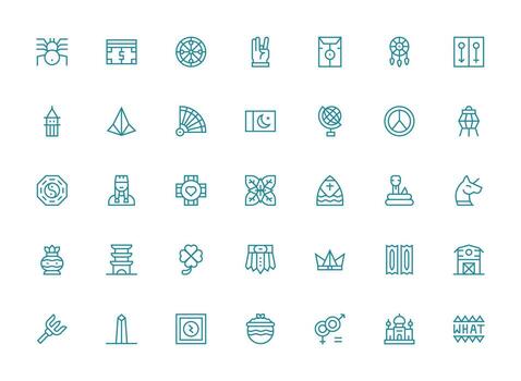 35 Regular Clean Line Icons for Symbolism Graphics Web and App Icon Pack Collection vector