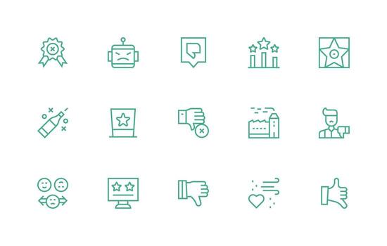 15 regular línea vectores para malo tema completamente editable icono conjunto para web