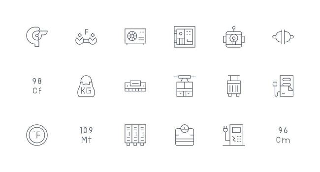 unidad visual paquete conteniendo 18 mínimo línea íconos limpiar icono conjunto icono paquete para ui proyectos vector