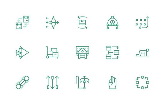 Movement Visual Pack containing 15 Regular Line Icons Reliable Icons for All Interfaces vector