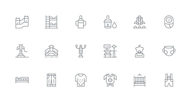 18 mínimo línea vectores para niñito tema interfaz íconos para diario utilizar