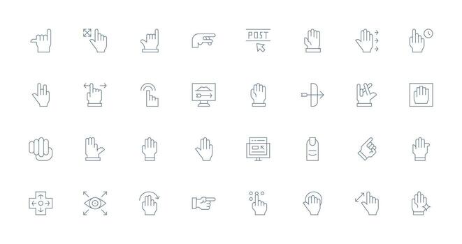 32 Thin Line Style Icons from Cursor Collection Organized Pack for Project Assets vector