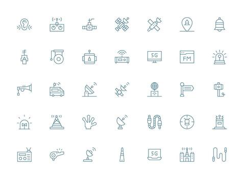 señal icono conjunto con 35 ligero línea gráficos alta resolución íconos para ninguna plataforma vector